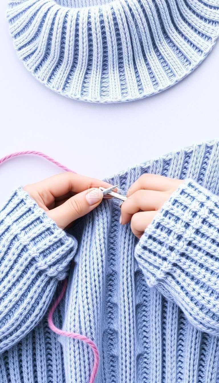 在白色背景上特写衣服针织毛衣